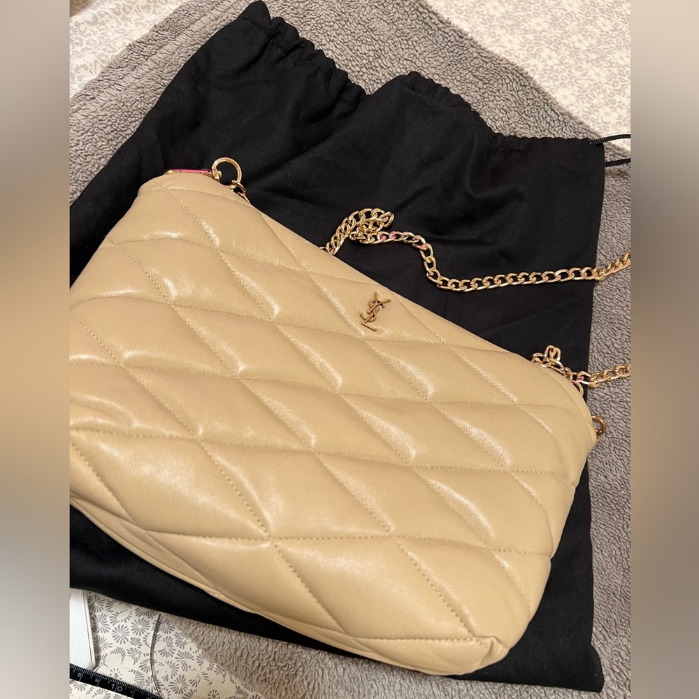 YSL Quilted Lambskin Pouch Clutch Bag
